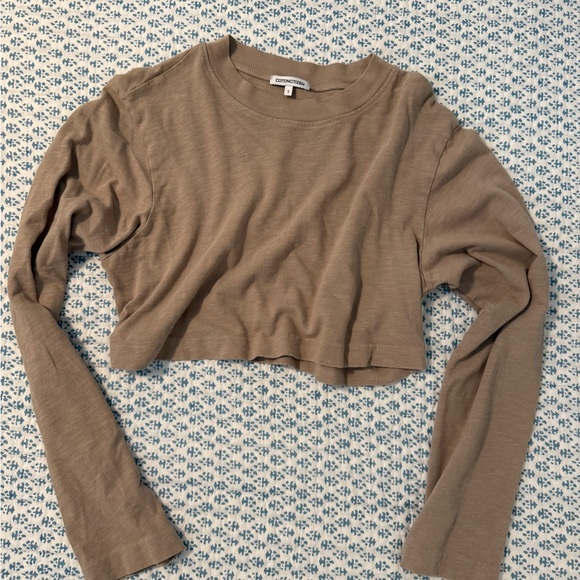 Cotton Citizen Taupe Long Sleeve Crop LS Top - Picture 1 of 1